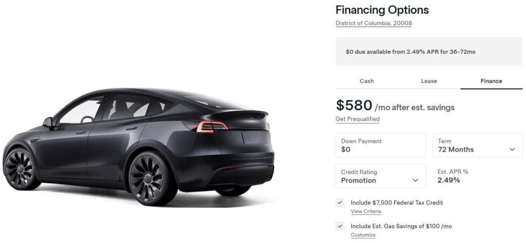 Financing options for buying a Tesla used car