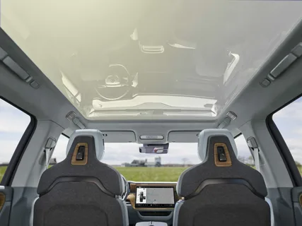 Rivian SUV Interior Lighting System and Panoramic Glass Roof Design